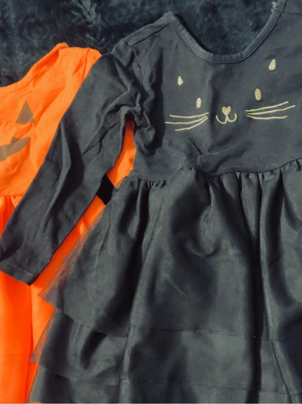 Girls Black Cat Tiered Dress - Cute Halloween Style